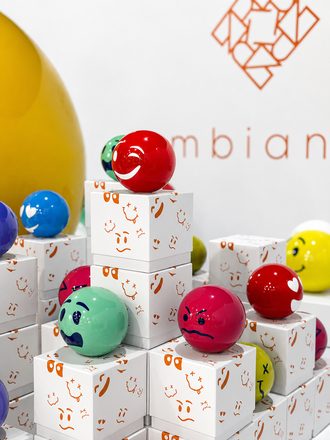 Ambiance — Beirut Living — brand activation with sculptural smiley spheres, a project by Azzi Studios, Beirut-based creative studio