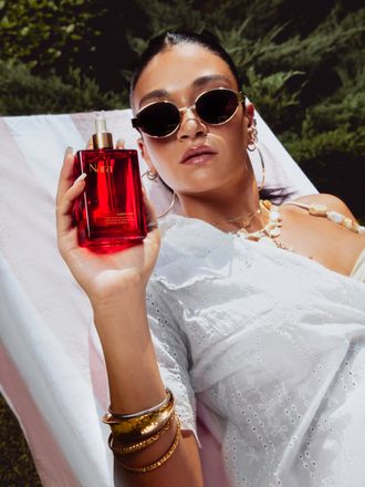 Nara — In Your Skin — poolside campaign stills for Nara Cherry Skn, produced by Azzi Studios, Beirut-based creative studio